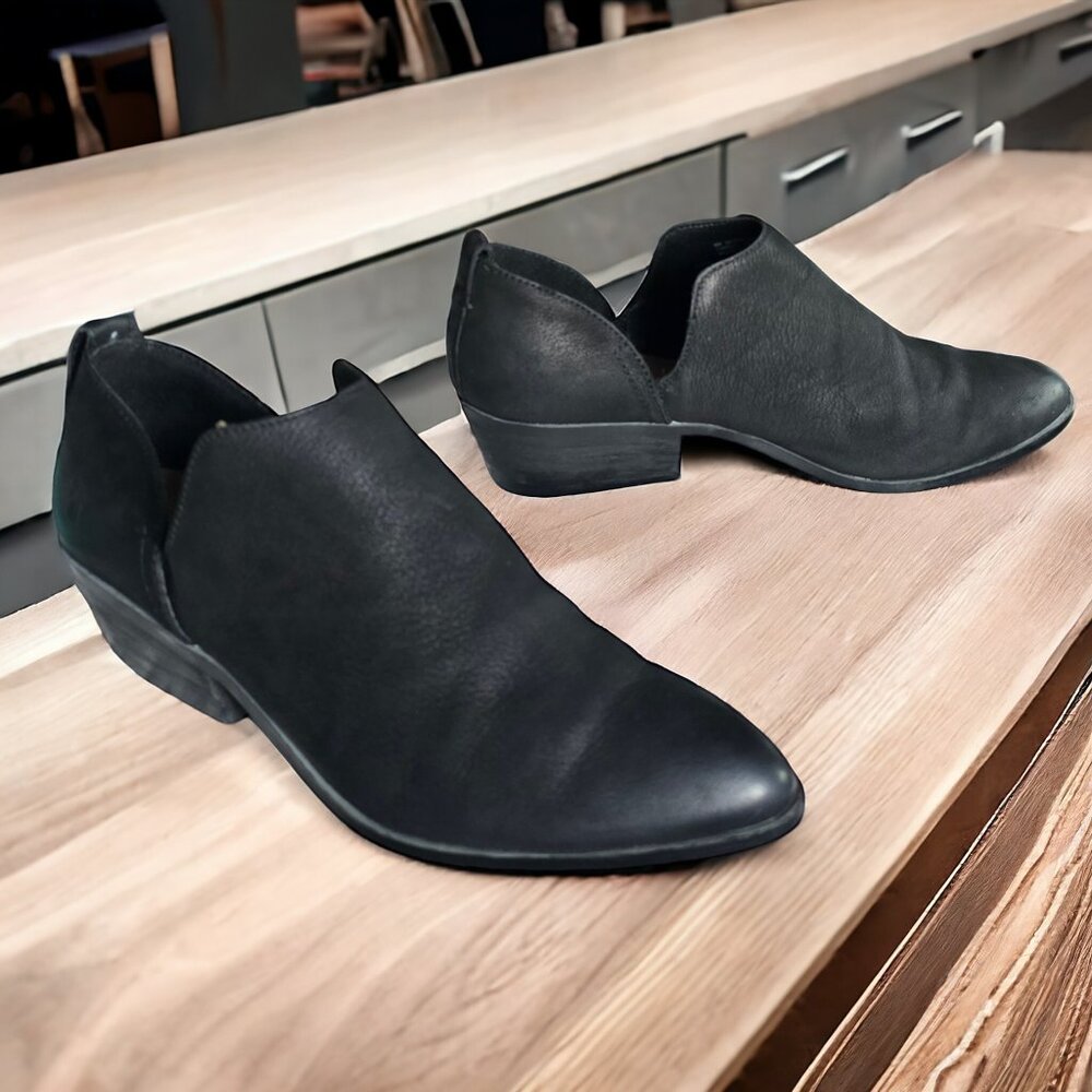 Frye Black Leather Cutout Ankle Booties
